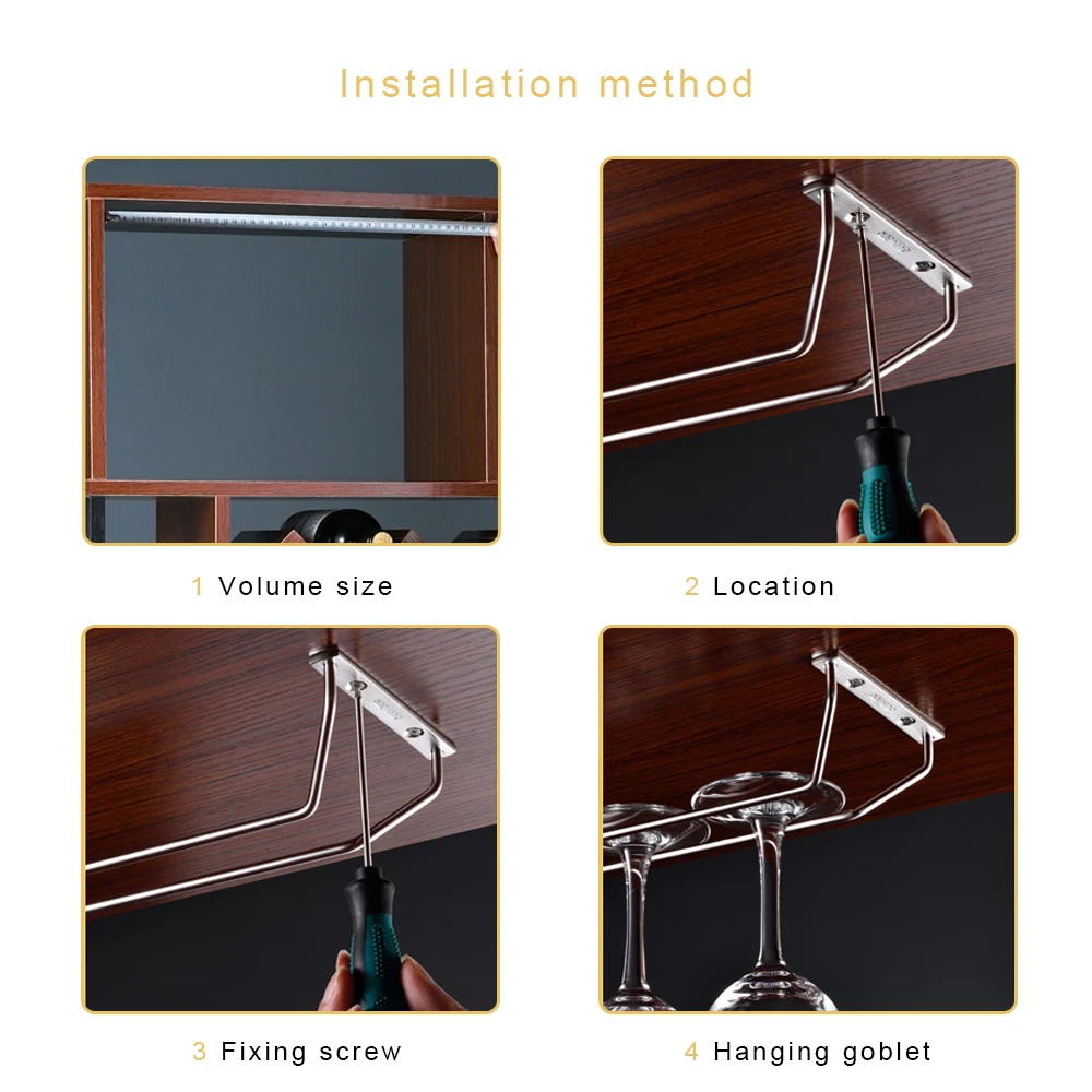 

Stainless Steel Stemware Holder Home Storage Hanging Goblet Holder Creative 27cm 35cm Wine Glass Rack