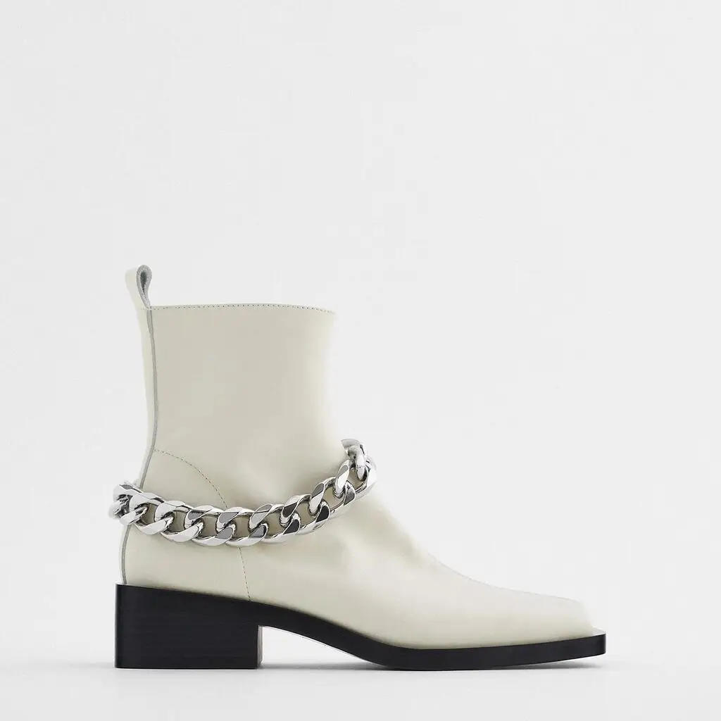 

Женские ботинки на плоской подошве, белые ботинки из микрофибры, на молнии, с резиновой подошвой, обувь в римском стиле для осени и зимы, 2021
