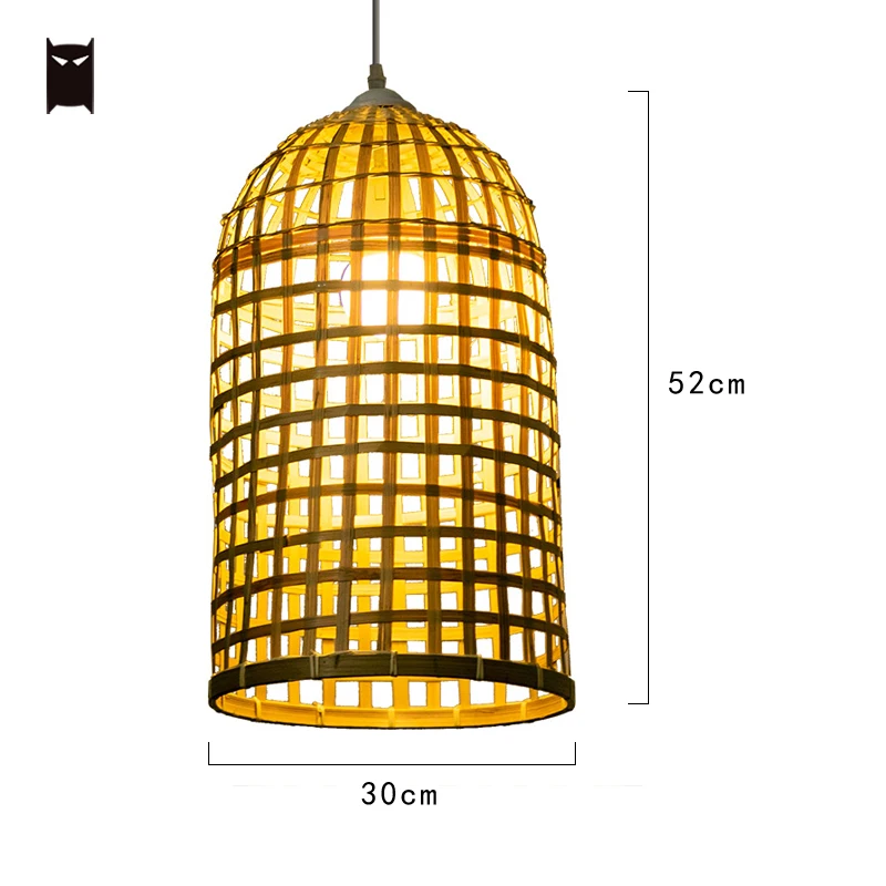 Ремесло бамбук плетеная подвеска в виде корзины осветительный прибор кантри