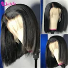 Парик 13x4 из человеческих волос на сетке спереди, бразильский короткий парик, предварительно выщипанные 100% натуральные волосы Remy, Короткие парики 8-14 дюймов для черных женщин