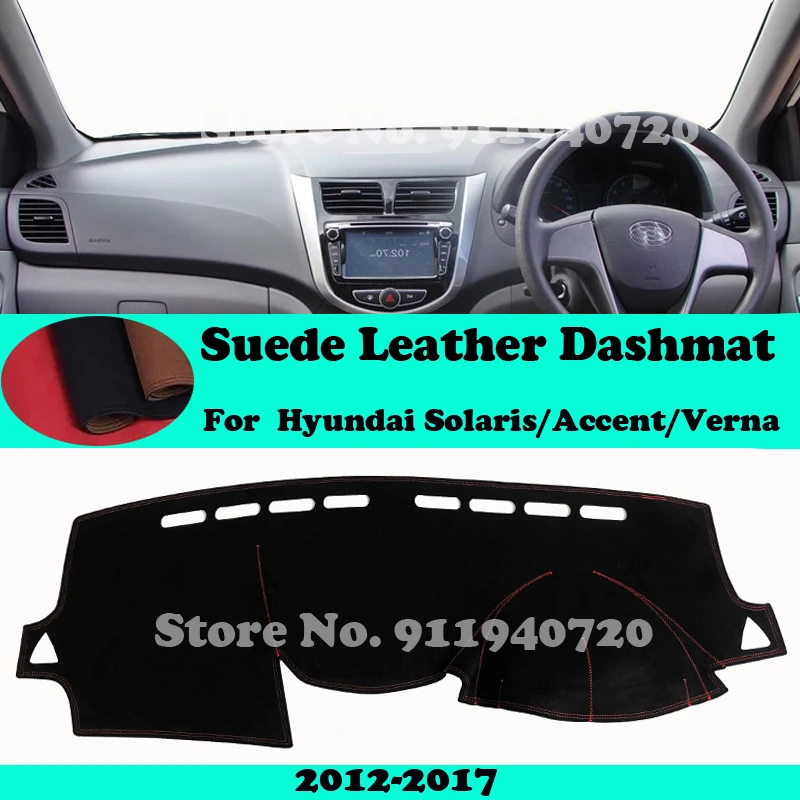 

For Hyundai Solaris/Accent/Verna 2012-2017 Suede Leather Dashmat Dashboard Cover Pad Dash Mat Carpet Car-Styling Accessories