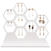 earring storage rack display stand wood metal honeycomb jewelry shelf eardrop ear studs earrings holder white black