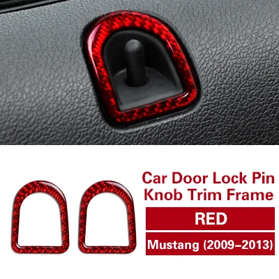 Red TPIC для Ford Mustang 2009-2013 наклейки из углеродного волокна автомобильный фиксатор замка двери Кнопка рамка-накладка крышка отделка автомобиля Стайлинг Аксессуары - Название цвета: Red