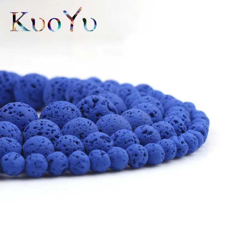 Royal Blue Lava Volcanic Rock Hematite Stone Rubber Beads Round Loose Bead For Jewelry Making Diy Wowen Charm Bracelets 6/8/10MM | Украшения