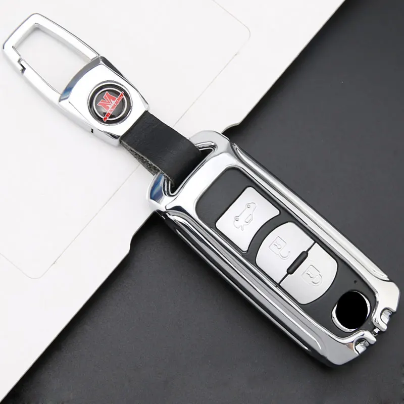 Silverbraidedbuckle Цинковый сплав кожаный чехол для ключей чехол Mazda 6 Mazda 3 2 Axela Atenza CX-5 CX5 CX-7 CX-9 - Название цвета: Silverbraidedbuckle