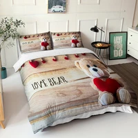 3d winter bedding sets love teddy bear pattern comforter complete bedding sets with pillowcases fabic bedding for children