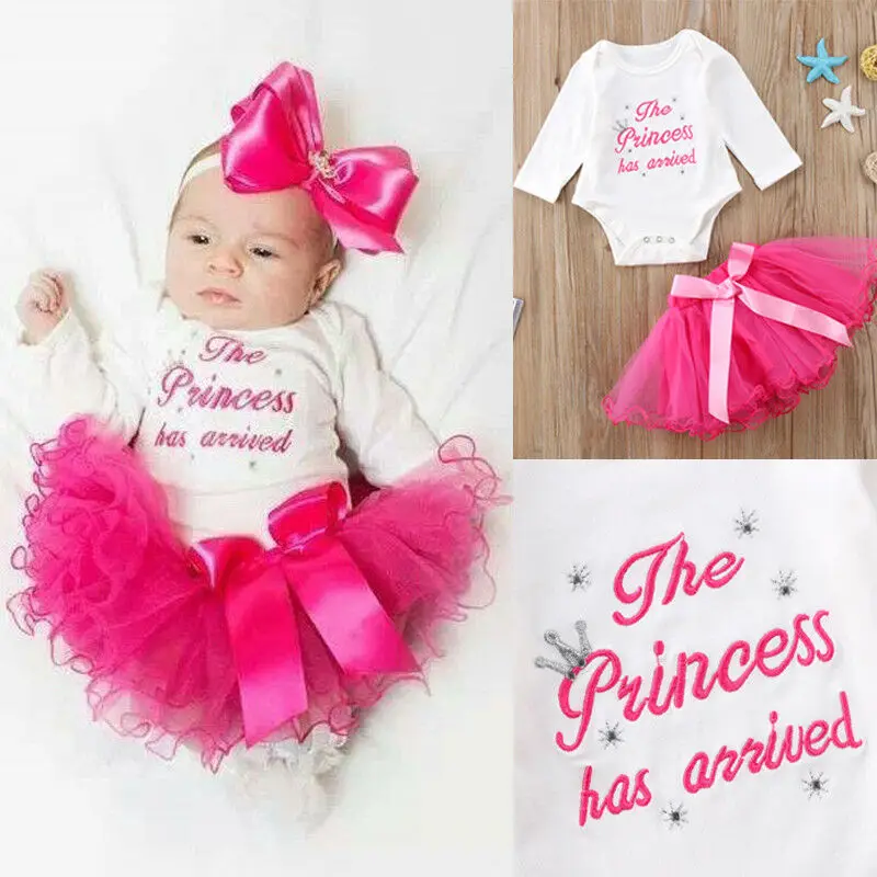 2020 Brand New Autumn Infant Baby GirlsTHE PRINCESS HAS ARRIVED Girl Coming Home From Hospital Outfit Dress 0-24 Months | Детская одежда
