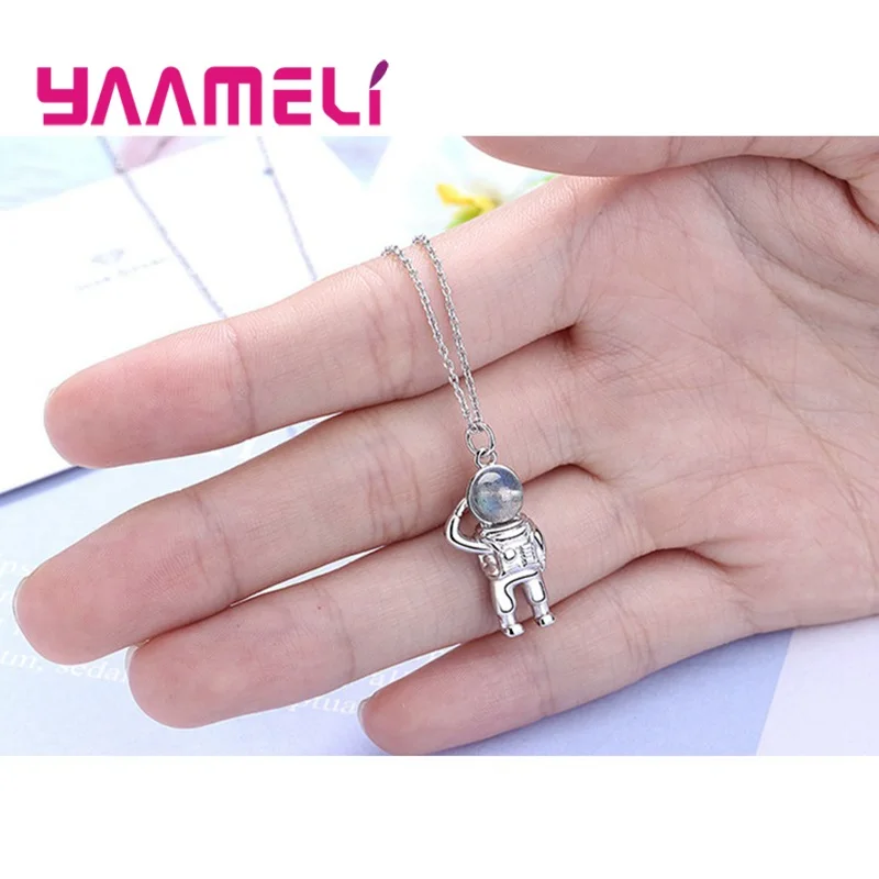 Креативное ожерелье с подвеской в виде астронавта из серебра 925 пробы для мужчин