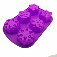 6 holes mixed snowflake shaped cake mold christmas kitchen handmade soap dessert mousse moulds diy baking tools