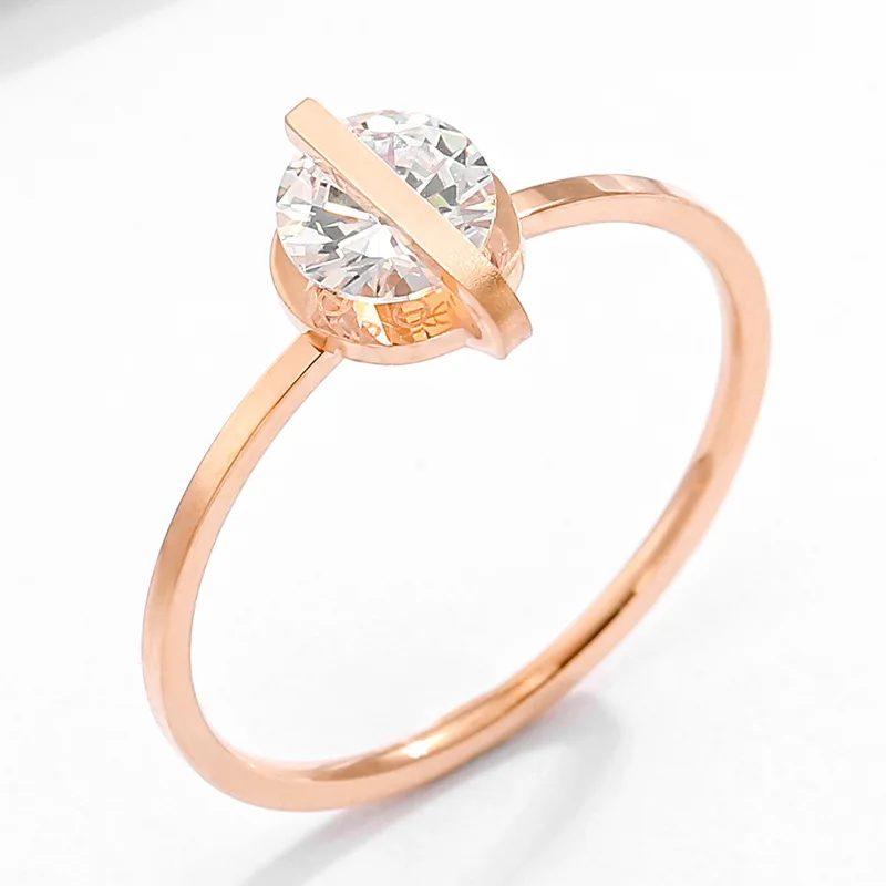 

Fashion Wedding Rings For Women Engagement Rose Gold Color White Cubic Zircon Ring Female Rings Jewelry Gift Freeshipping