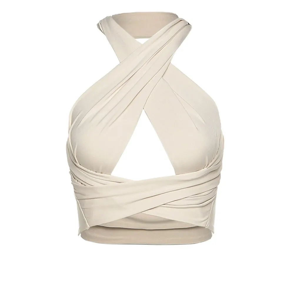 

Fashion Halter Crop Tops Women Bandage Hollow Sexy Backless Tank Top Skinny Party Clubwear Female Hot Outwear Streetwear Summer