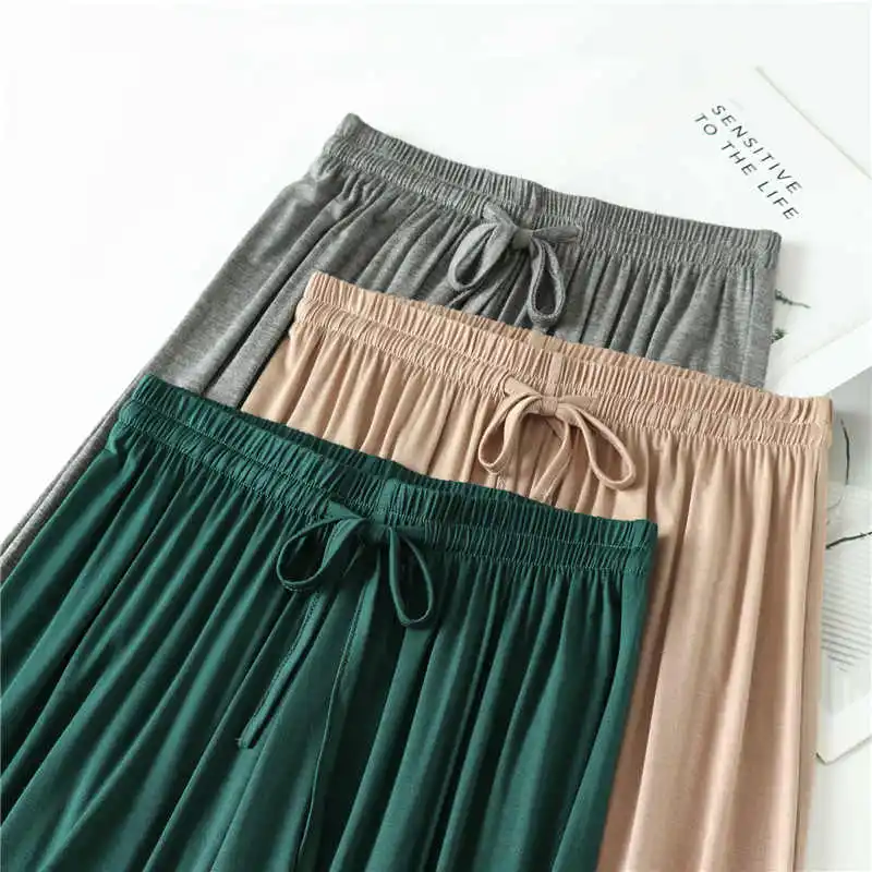 

Wide Leg Pants Women Summer Plus Size Faux Ice Silk Straight Long Pants Lace Up Loose High Waist Woman Pants Soft Trousers C6204