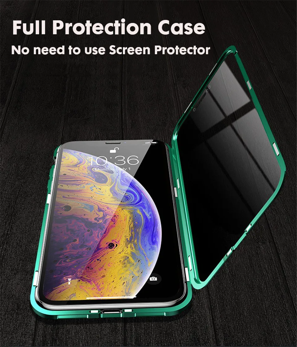 360 магнитный адсорбционный чехол для iPhone XS MAX XR X 7 8 6 6s Plus Передняя Задняя крышка из закаленного стекла полный защитный чехол на для айфон XS MAX X 8 Plus 7 6 6s плюс XR