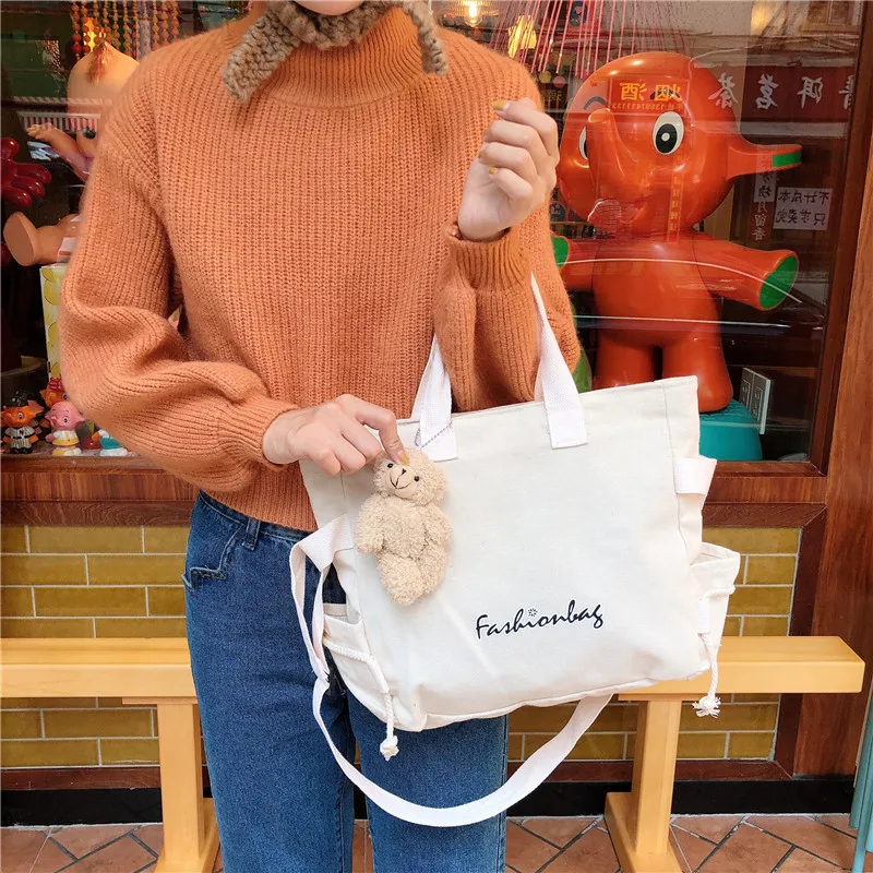 Модная японская сумка через плечо ins Большая вместительная холщовая