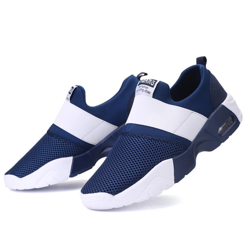 Дышащие кроссовки из сетки мужские повседневные подушки для улицы без шнурков