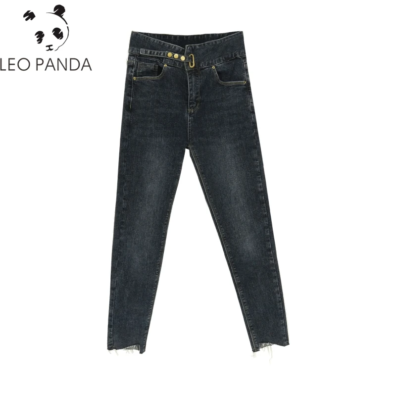 

Женские узкие джинсы, черные джинсы стрейч с высокой талией и поясом, 2019