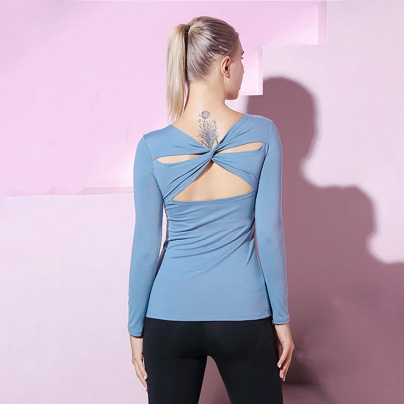 Кроп-топ для йоги Женская облегающая быстрая одежда футболка с длинным рукавом