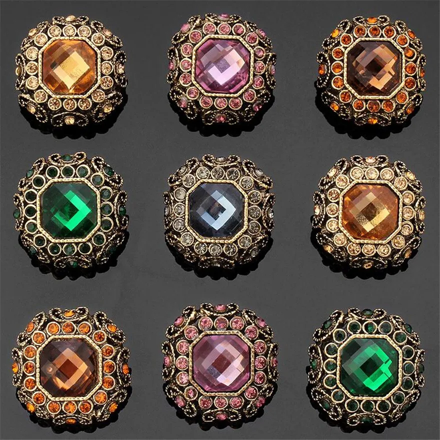 17/23 мм восьмиугольные пуговицы Стразы в стиле ретро украшение для одежды из