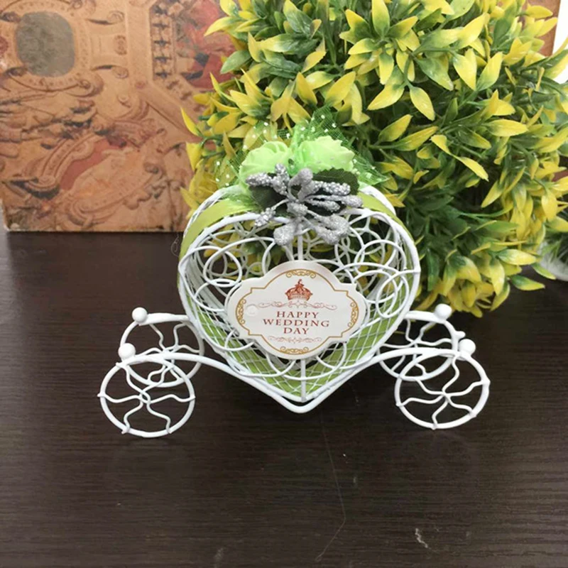 green Милый милый симпатичный Экипаж Золушки разработан полые коробки для конфет шоколада День рождения Свадебные сувениры Декор 6 цветов коробка конфет - Цвет: green