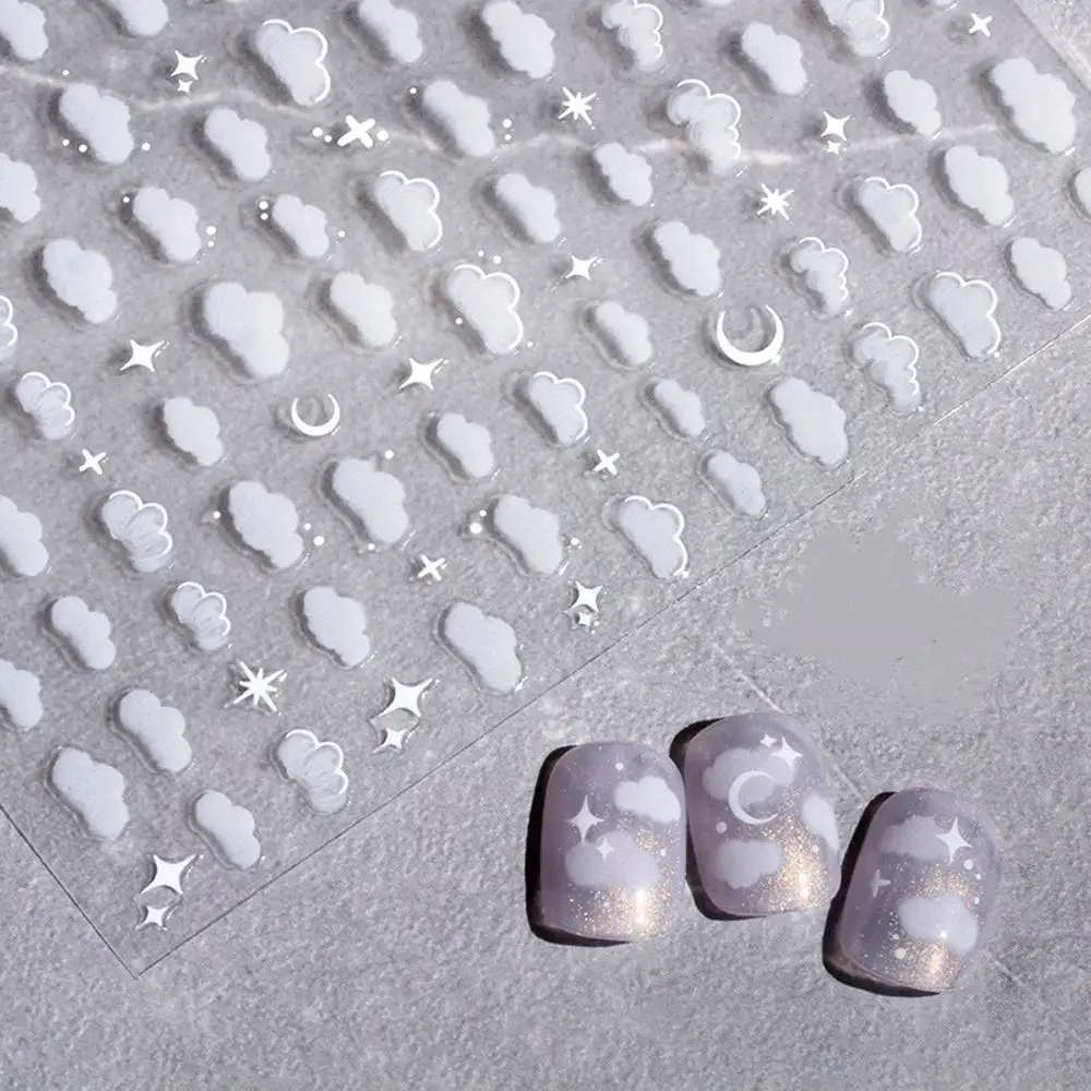 

Nail Sticker Sky Cloud White Star Moon Flowers Self-adhensive Nail Art Decorations DIY Nail Decals