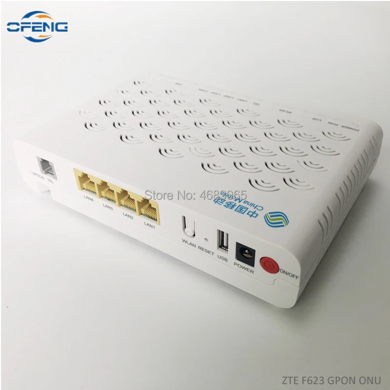 

10 шт. ZTE F623 GPON ONU оптический сетевой терминал ONT волоконный модем с 1GE + 3FE + USB + Тел + Wifi ПОРТ английская прошивка, без коробки