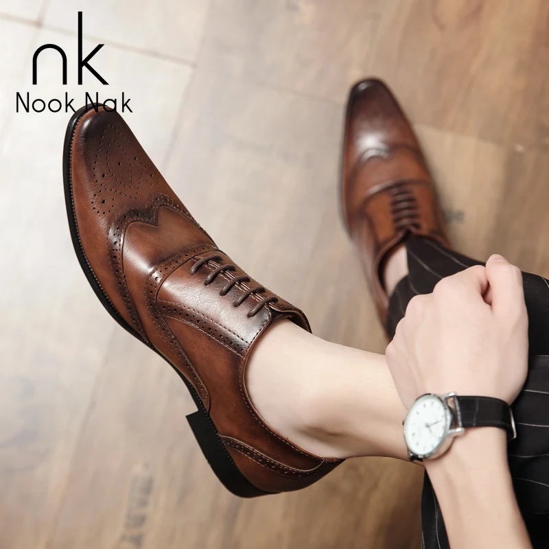 

NOOKNAK 2021 NEW Men's Casual Leather Shoes, British Style Shoes, Business leather shoes, Comfortable and Breathable, Size 39-44