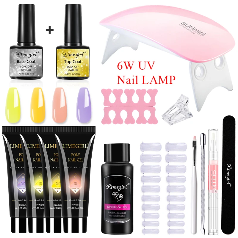 

Limegirl Poly UV Gel Nail Gel Kit With 6W UV Lamp Gel Varnish Semi Permanent Professional Extension Tool Kit For Manicure Set