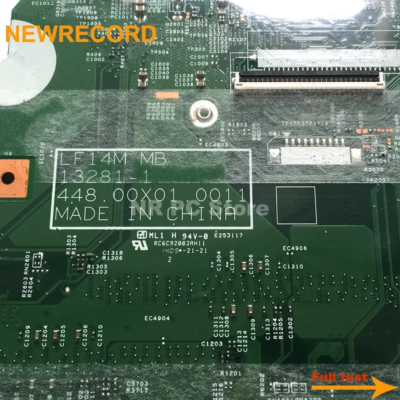 

NEWRECORD For LF14M MB 13281-1 448.00X01.0011 for FLEX 2-14 laptop motherboard SR16Q i3-4010U CPU GT820M DDR3L fully tested