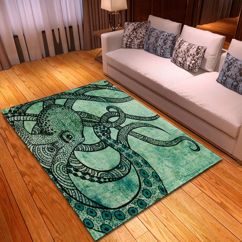 

Cartoon Animals Underwater World Octopus Psychedelic Art Door Carpet Carpet Floor Mat Anti-slip Mat Home Decoration