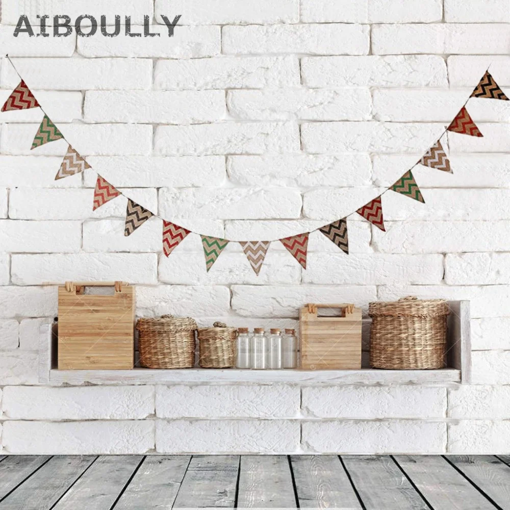 15 флагов длиной 280 см трехугольные волнистые флажки баннеры джутовые флаги из