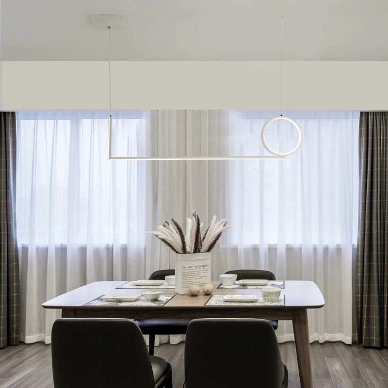 

Minimalist White or Black LED Chandelier For Restaurant Bar Coffee Long Hanging Light Dining Office 26W 52W Modern Pendant Lamp
