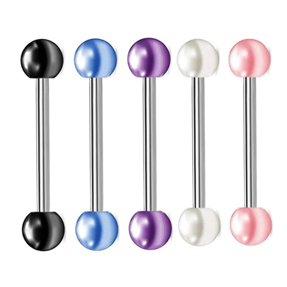 

Оптовая продажа акриловых шариков для пирсинга языка из нержавеющей стали штанга стержень язык кольцо шпильки для пирсинга ювелирные изделия для женщин и мужчин пирсинг