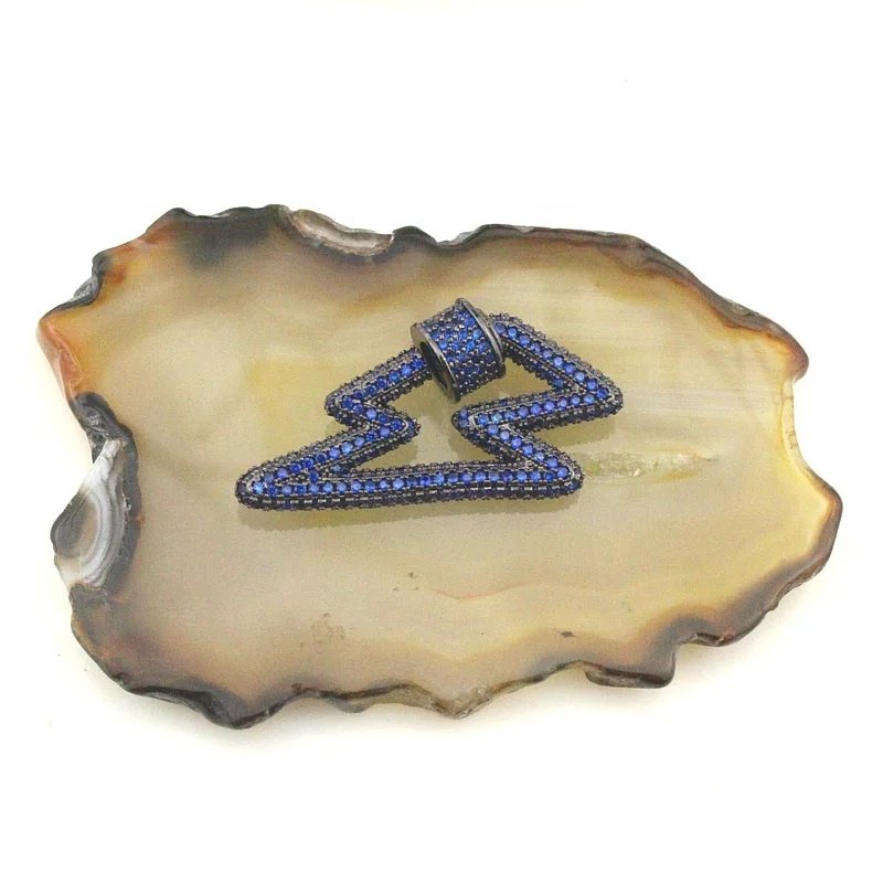 32*17mm 5pcs/lot Colorful cz charm clasp green/blue/pink/clear lightning shape clasps fashion necklace/bracelet | Украшения и