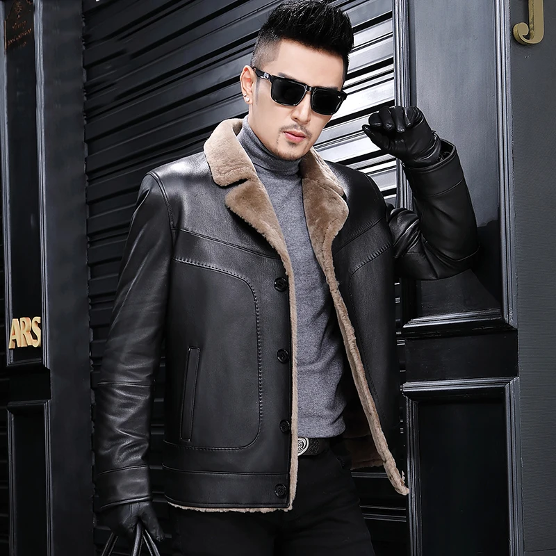 

Genuine Jacket Leather Men Winter Warm Wool Coat 2020 Fashion Natural Fur Coats Jaqueta De Couro Plus Size 18822 ZL391