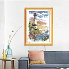 HUACAN вышивка крестиком Маяк DIY подарок украшения дома наборы белый холст вышивка пейзаж рукоделие 11CT 14CT