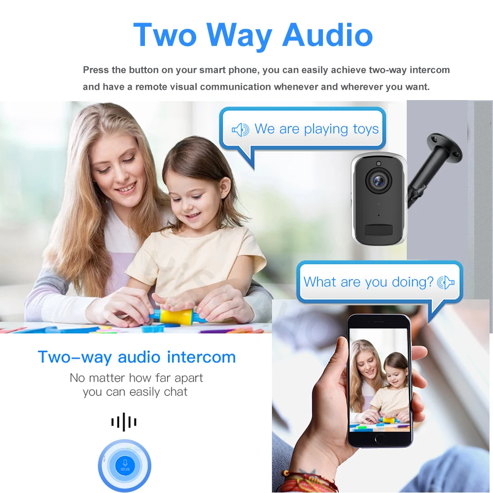 1080P HD WiFi ip-камера для улицы, беспроводная камера безопасности с зарядкой от аккумулятора, аудио камера видеонаблюдения, PIR детектор движения, sd-карта