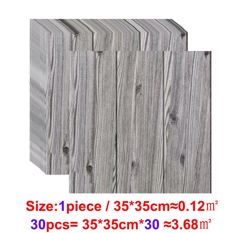 

3D Self-Adhesive 35X35cm Wood Sticker DIY Waterproof Foam Wallpaper For Kids Room Kitchen Roof Ceiling Background Wall Decals