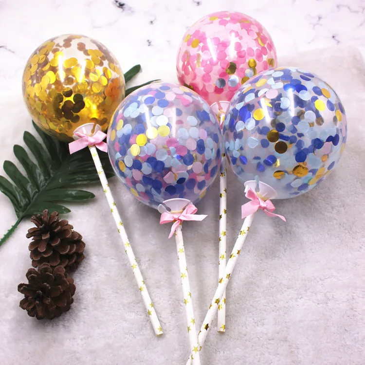 

5inch Cake Topper Balloons Wedding Birthday DIY Confetti Ballon Love Heart Baloons Happy Birthday Party Decor Kids Balons