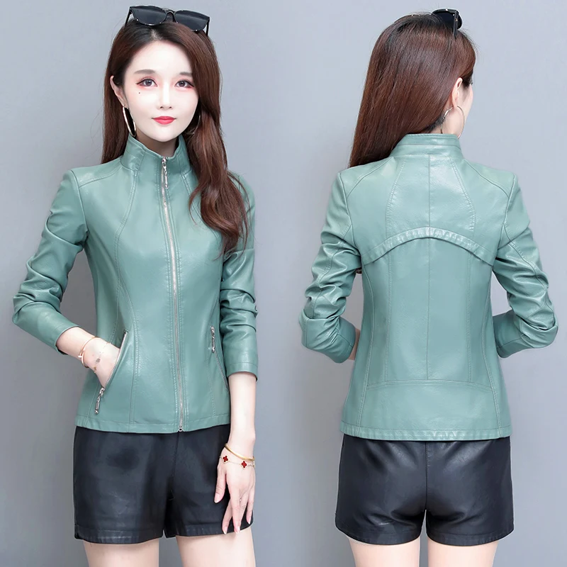 Новинка осенняя Женская куртка из искусственной кожи короткое пальто для