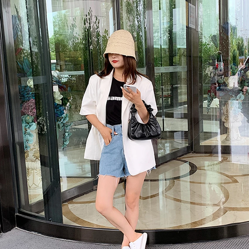 

TOYOOSKY Soft Handle Folded Handbag Women New Fashion Korean Retro Solid Small Hobos Shoulder Bag Ladies Personality Casual