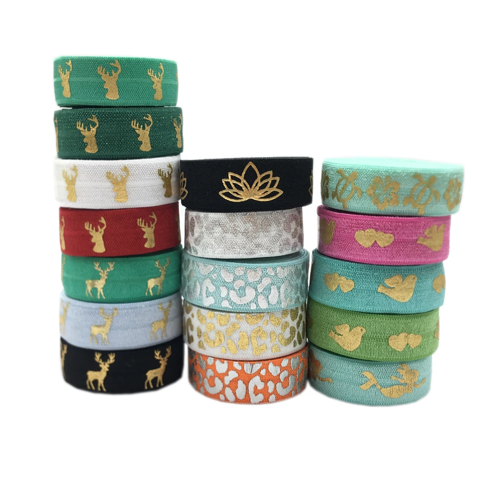 5Yard 15MM Lotus Leopard Deer Print Elastic Band Spandex Ribbon Sewing Trim Hand Bracelet  Garment Accessories