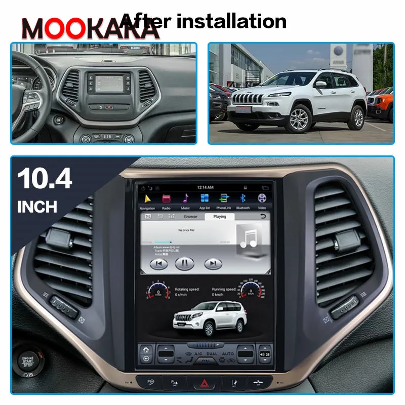 For JEEP Grand Cherokee 2014-2019 Car Multimedia Player Radio Stereo Tesla Screen Android PX6 Audio GPS Navigation Head Unit