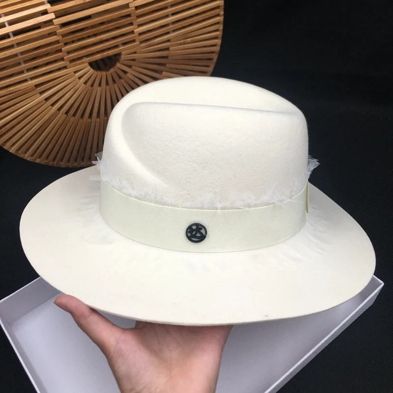 Летняя мода m fedoras белая женская шляпа высокого качества кружева солнцезащитный крем шерсть