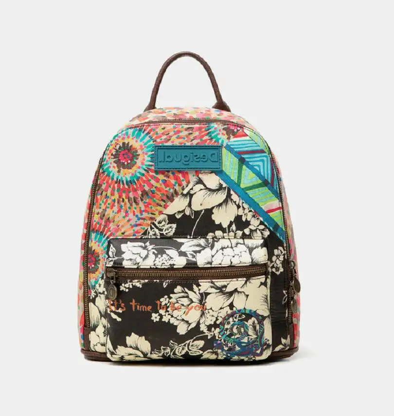 

Nueva moda de verano de Desigual, mochilas informales con estampados florales para mujer