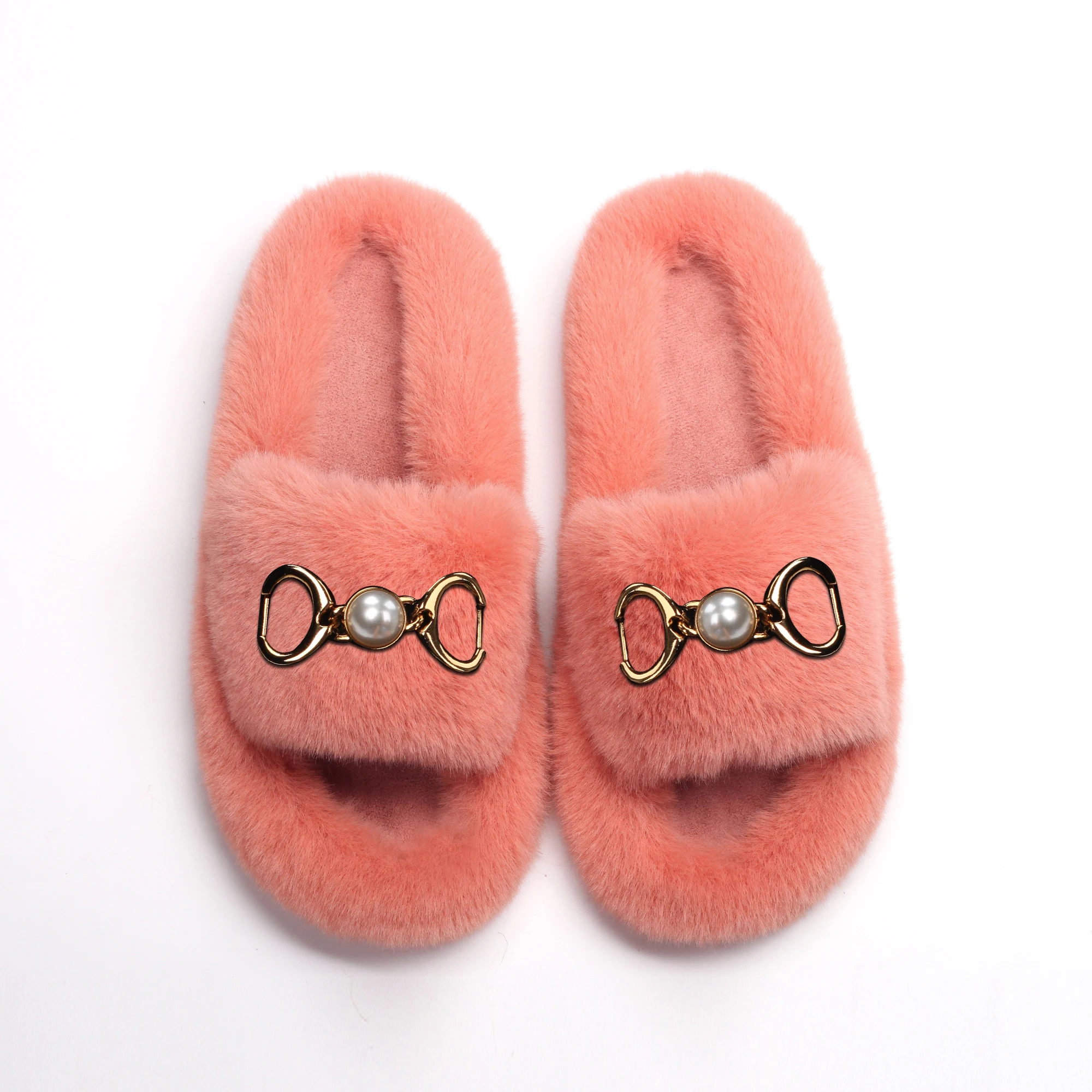 Letter Designer Furry Faux Fur Slippers Women's Fluffy Slides Custom Rhinestone Letter M Winter Sandals Warm Shoes Flip Flops