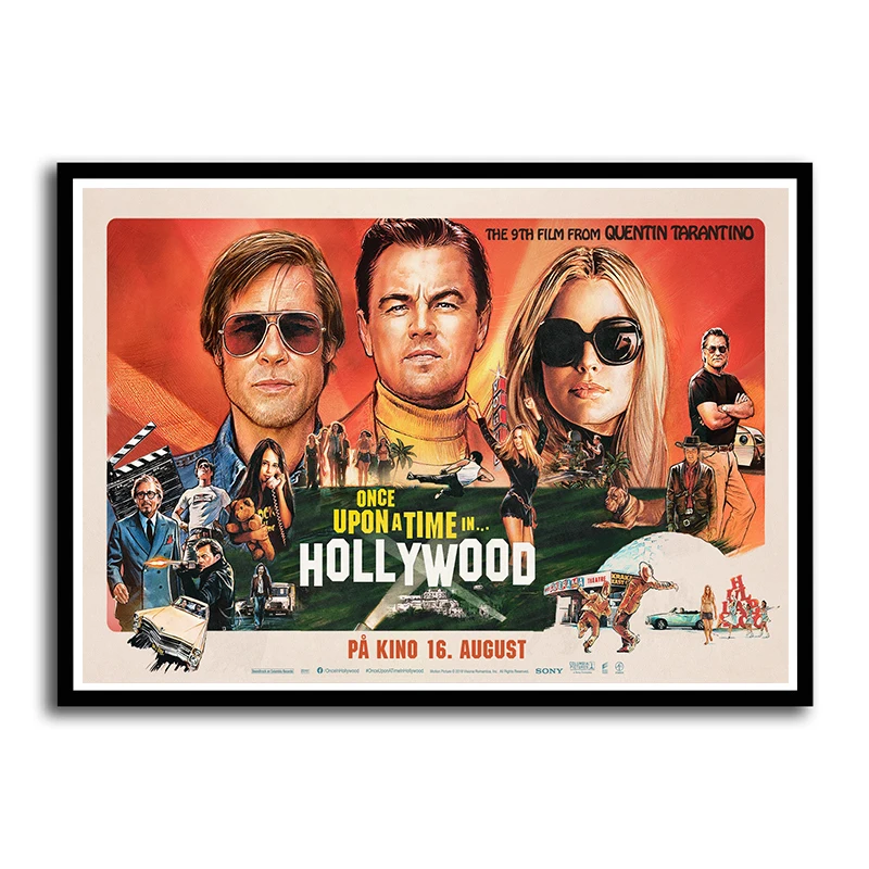 Quentin Tarantino Once Upon A Time в Голливуде бумажные плакаты с покрытием, настенные плакаты, художественная живопись для дома и комнаты, бескаркасная
