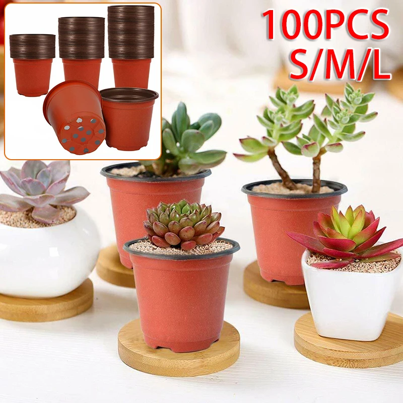 100Pcs Flower Plant Plastic Nursery Pot Seed Starting Pots Flowerpot Reusable Mini Metal Barrel Succulent | Дом и сад