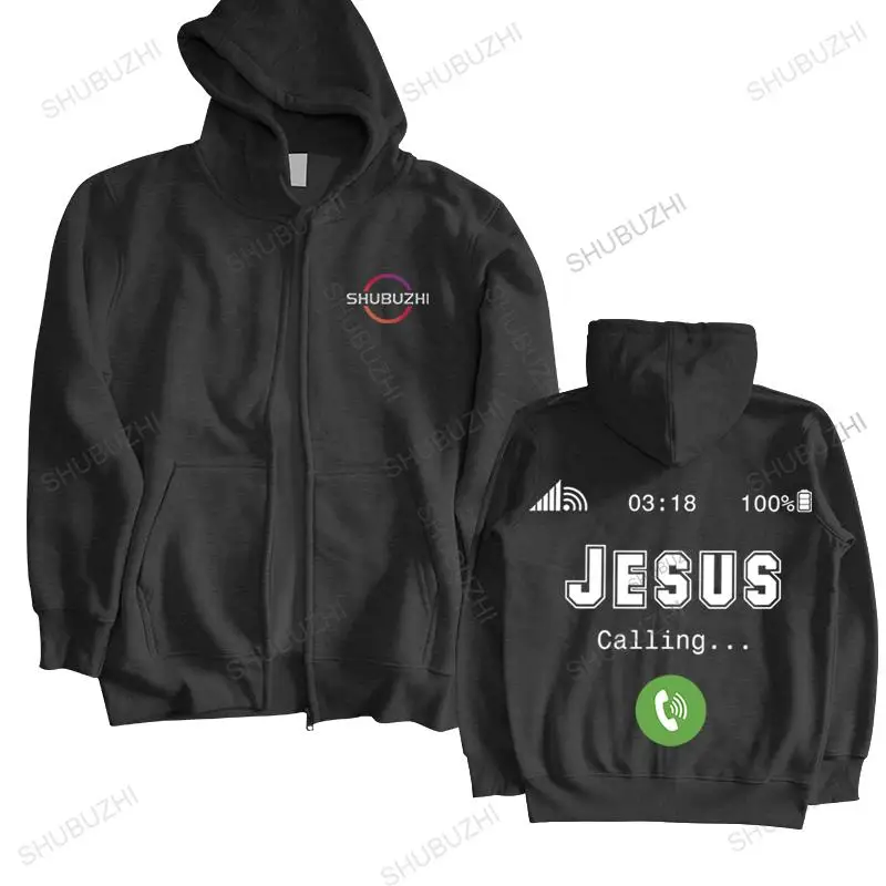 

men's spring jacket hooded black Humor Jesus Is Calling sweatshirt for Men Casual Christian Faith hoody Fitted Cotton Appare