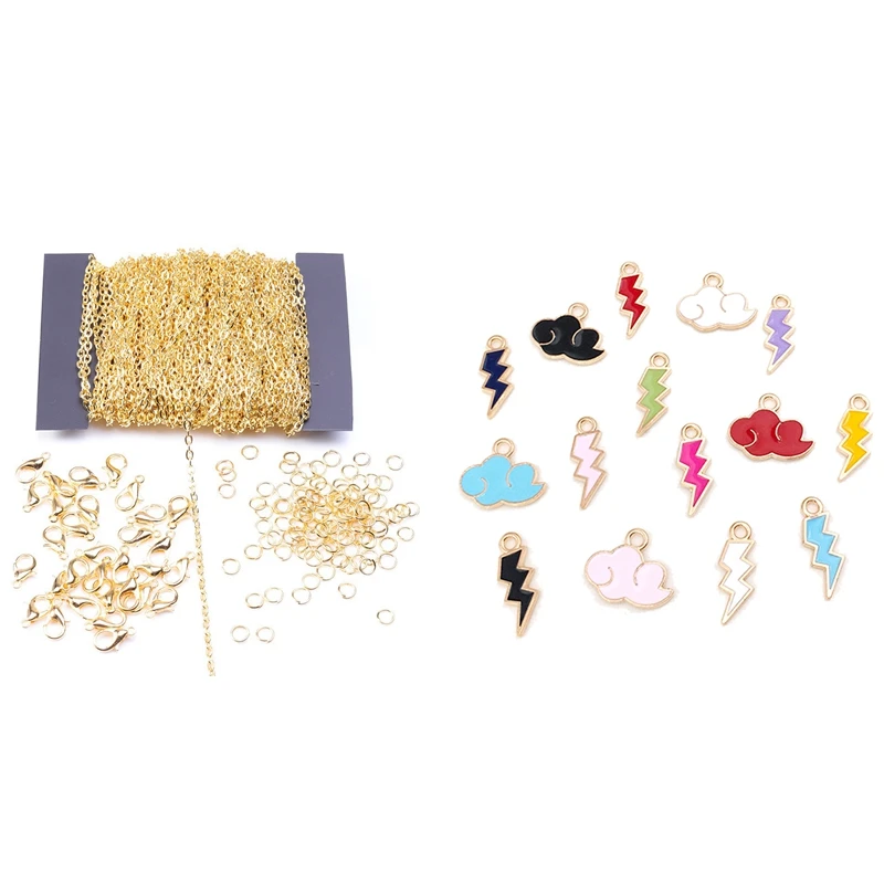 

1 Set 39 Feet Curb Chain Necklace Cable with Lobster Clasps and Open Jump Rings & 1 Set Diy Jewelry Accessories Kits