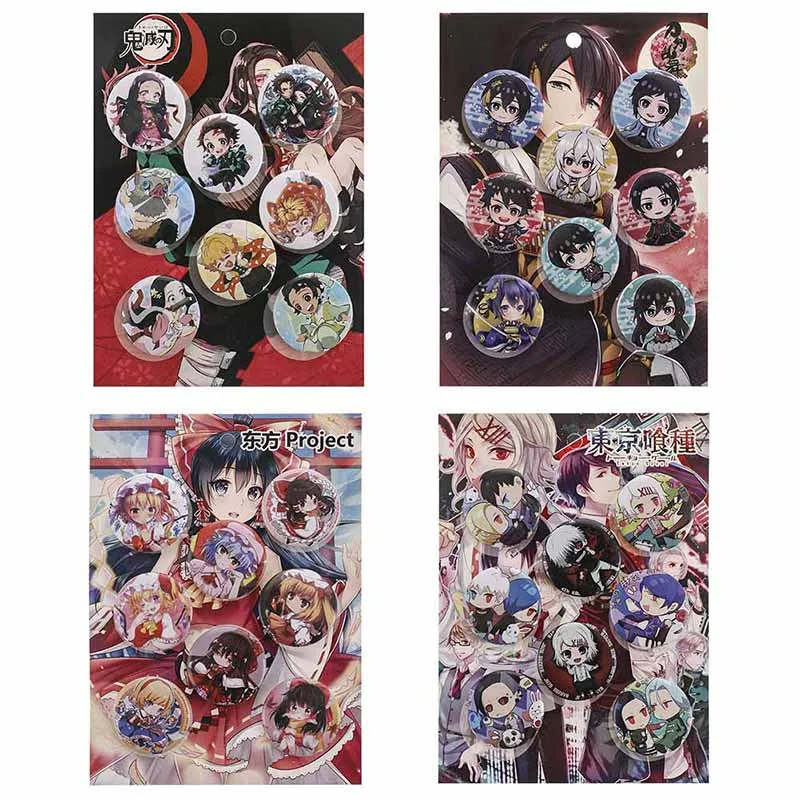 

8pcs/set Anime Demon Slayer: Kimetsu No Yaiba Kamado Tanjirou Cosplay Bedge Cartoon Collect Bags Badges Button Brooch Pins